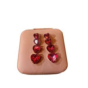 Rhinestone Heart Drop Earrings